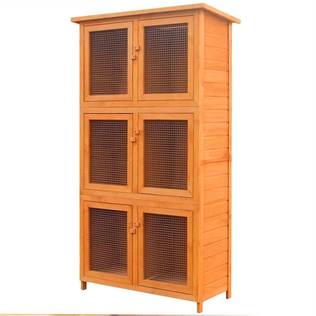 Clapier vertical en bois 6 compartiments pour élevage de lapins rongeurs Brun – ComfortXL Outdoor Living