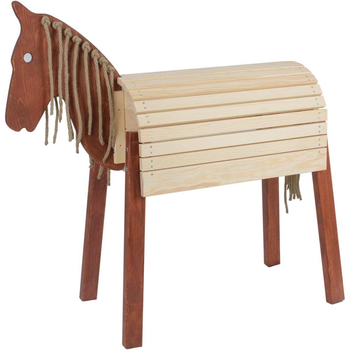 Cheval en Bois Naturel de Jardin - Couleur Marron Écologique