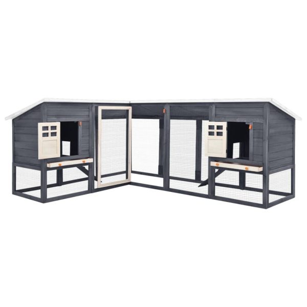 Clapier d’extérieur – Cage d’extérieur avec piste Gris et blanc Bois de sapin rj512 Clapier d’extérieur – Cage d’extérieur avec piste Gris et blanc Bois de sapin rj512