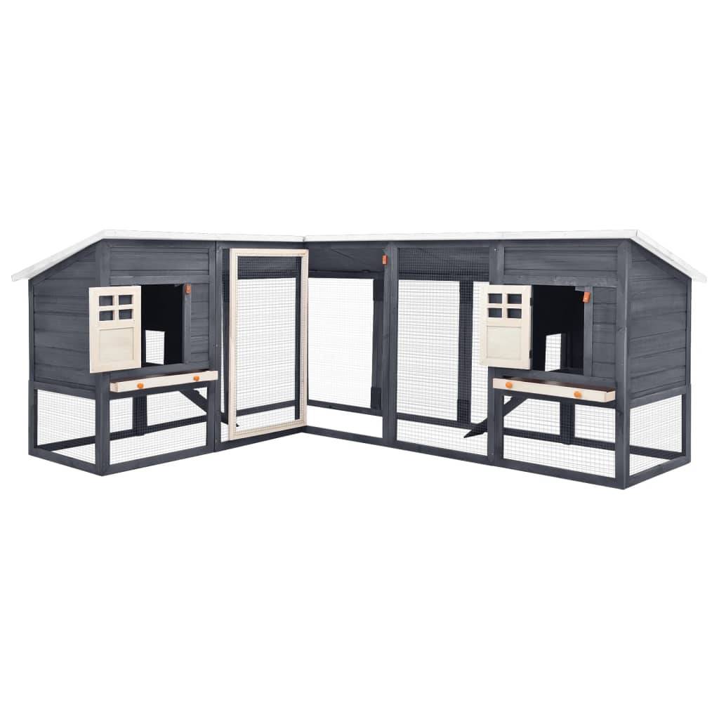 Clapier d'extérieur - Cage d'extérieur avec piste Gris et blanc Bois de sapin rj512