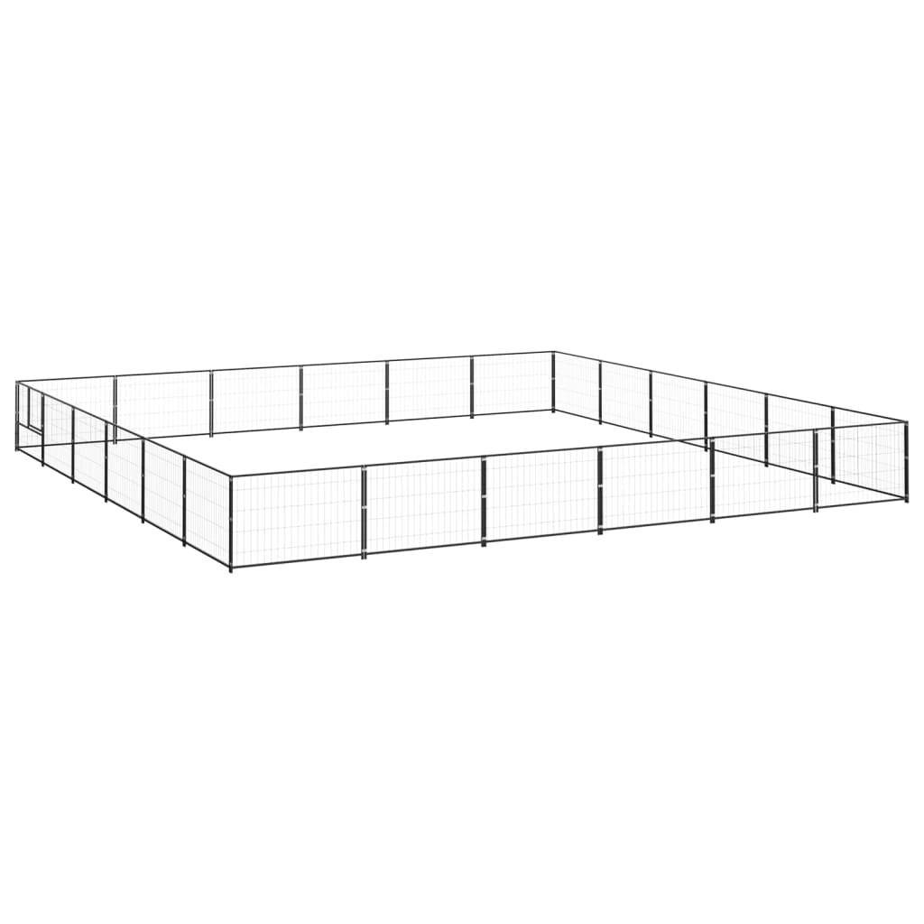 Chenil extérieur cage enclos parc animaux chien noir 36 m² acier