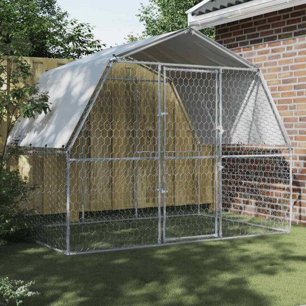 Chenil extérieur pour chien avec toit et porte en acier galvanisé Argenté – ComfortXL Pet Living Chenil extérieur pour chien avec toit et porte en acier galvanisé Argenté – ComfortXL Pet Living