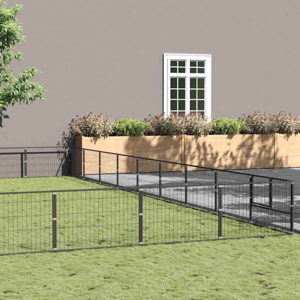 Chenil Noir 81 m² Acier vidaXL 3082193