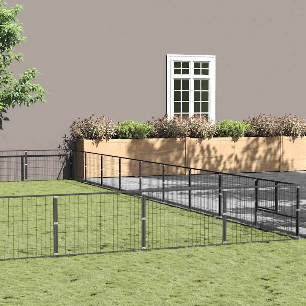Chenil Noir 81 m² Acier vidaXL 3082193