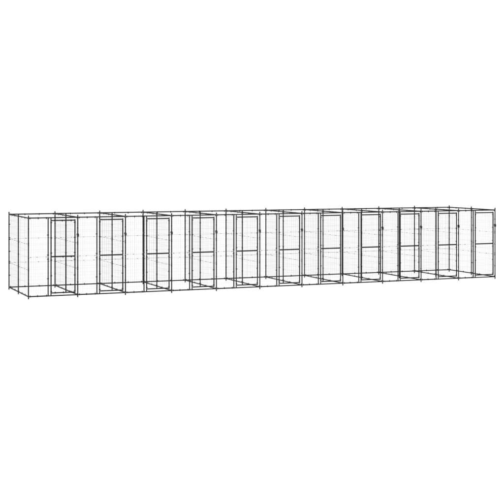 Chenil extérieur cage enclos parc animaux chien d'extérieur pour chiens acier 26,62 m²