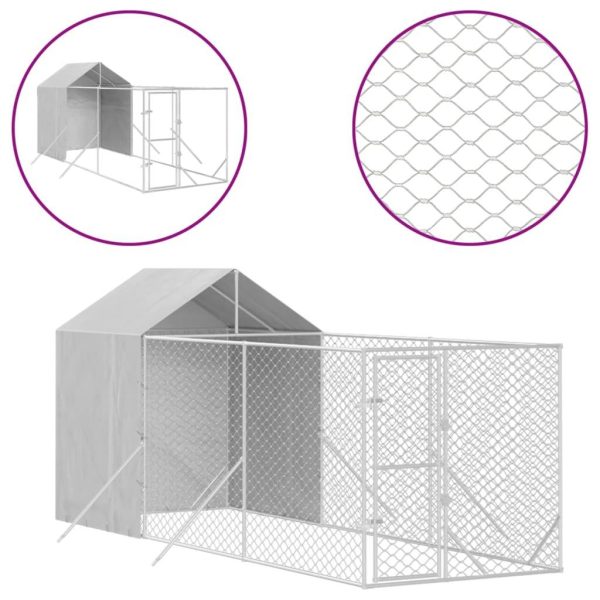 Chenil d’extérieur – Cage d’extérieur pour chiens avec toit argenté 2x6x2,5 m MP300