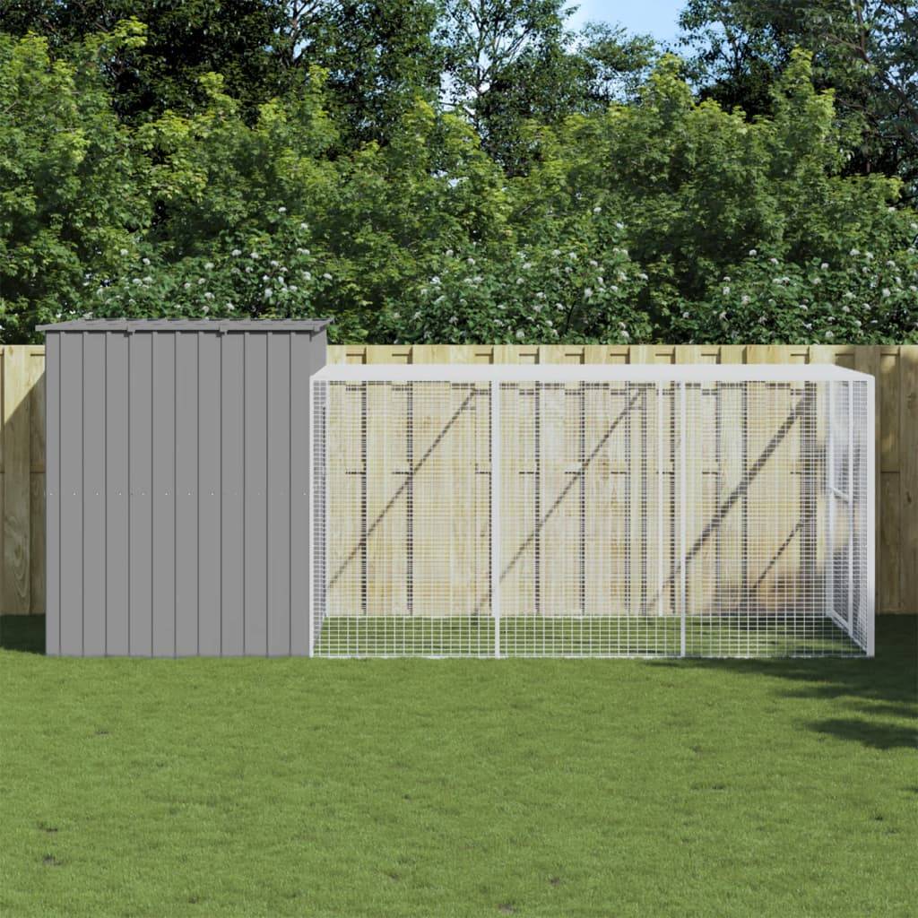 Chenil pour chien en acier galvanisé avec enclos pour jardin gris clair 214x457x181 cm – ComfortXL Pet Living