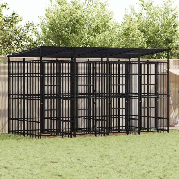 Chenil d’extérieur avec toit pour chiens Acier 7,37 m² vidaXL 3097949 Chenil d’extérieur avec toit pour chiens Acier 7,37 m² vidaXL 3097949
