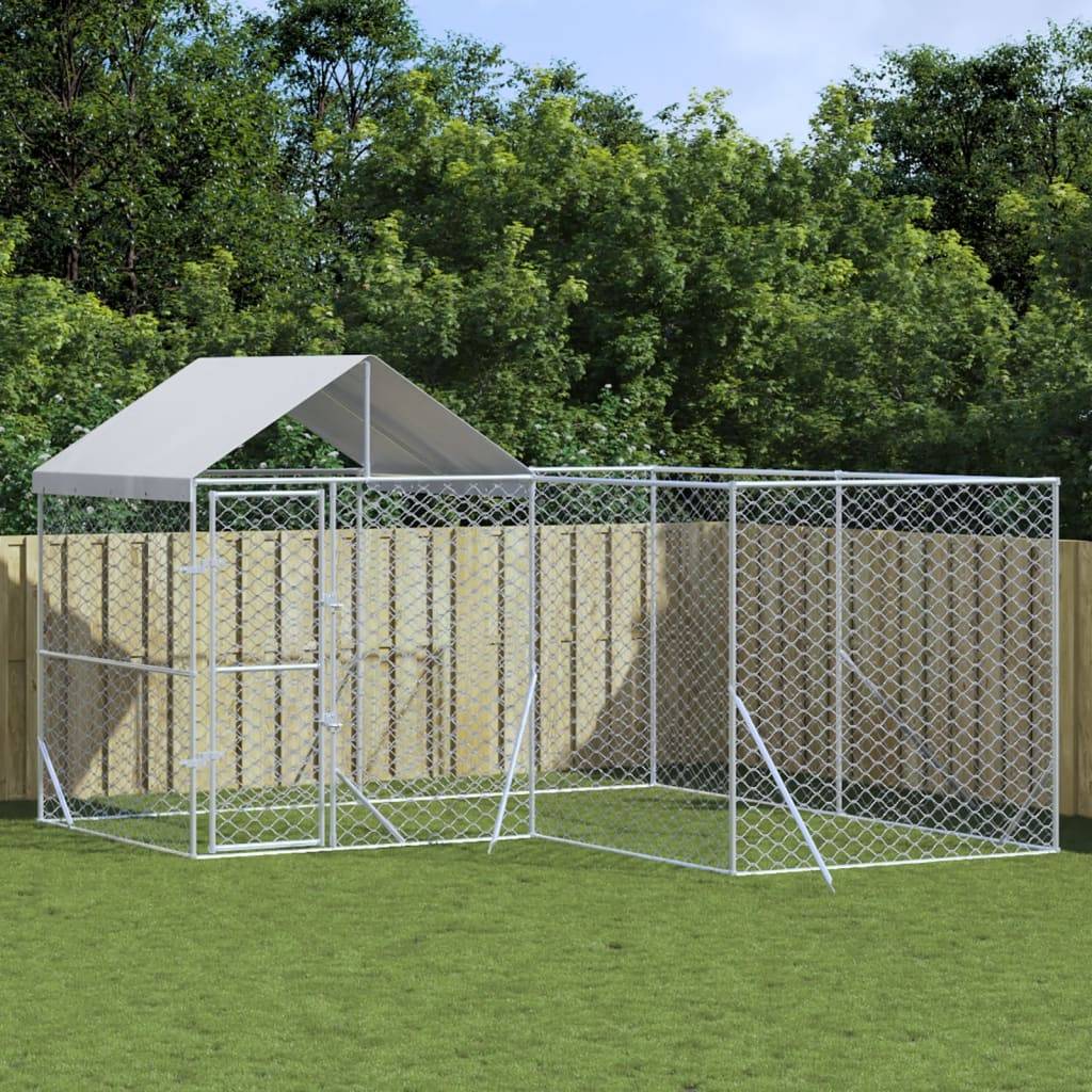 Chenil extérieur pour chien en acier galvanisé avec toit pour jardin 4x4x2,5 m – ComfortXL Outdoor Living