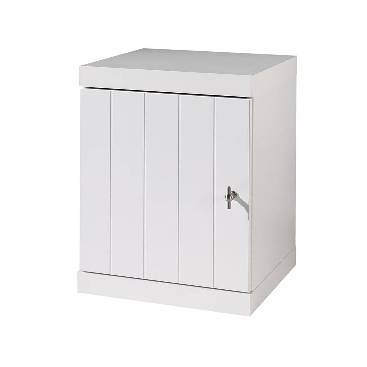 Chevet 1 Porte Réversible Effet Lambris Blanc Laqué - CLEO