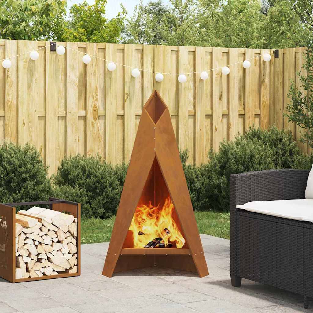Cheminée de Jardin Design Acier Corten Foyer Extérieur Vertical 100 cm Marron – ComfortXL Outdoor Living
