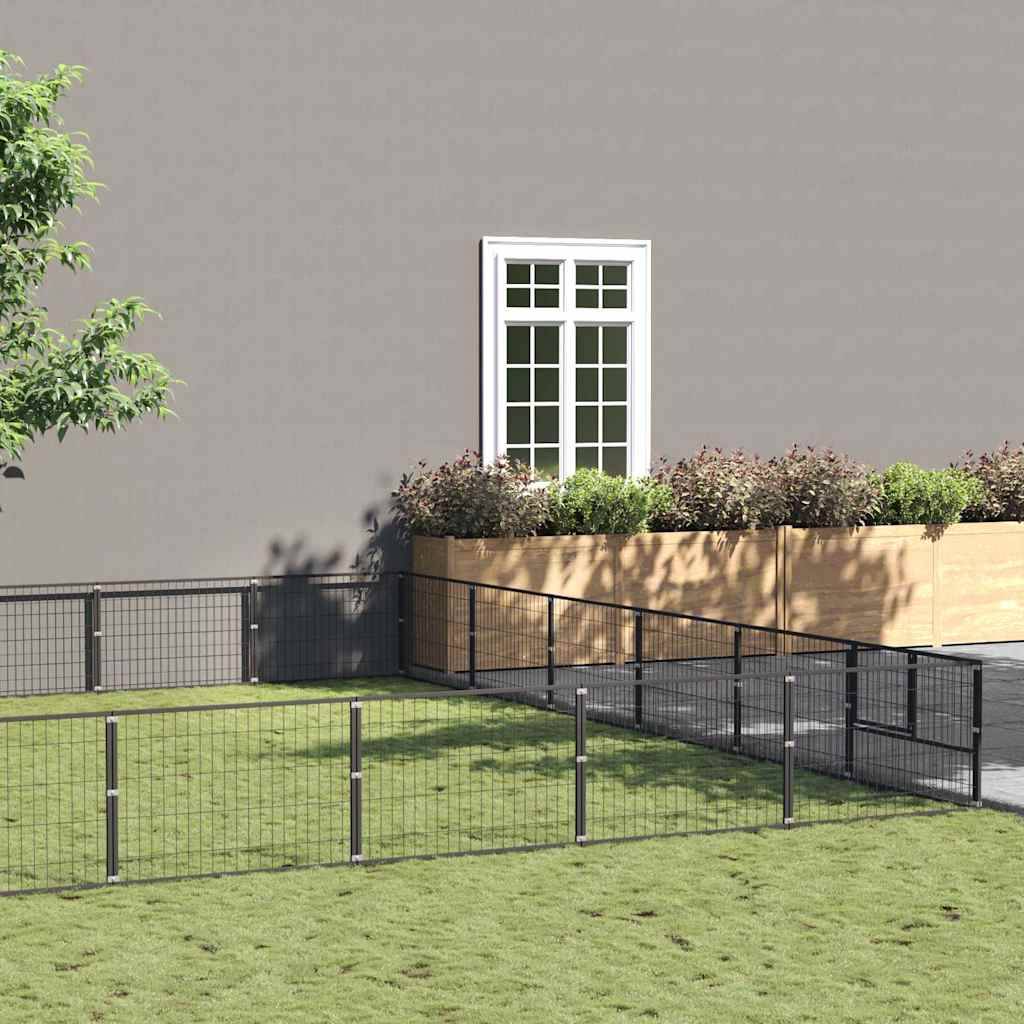 Chenil Noir 48 m² Acier vidaXL 3082171