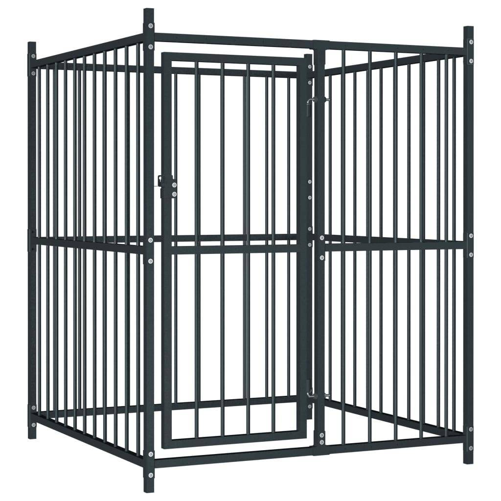 Chenil extérieur cage enclos parc animaux chien extérieur pour chiens 120 x 120 x 150 cm noir