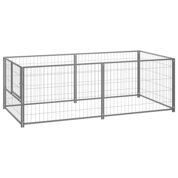 Chenil extérieur cage enclos parc animaux chien argenté 200 x 100 x 70 cm acier Chenil extérieur cage enclos parc animaux chien argenté 200 x 100 x 70 cm acier