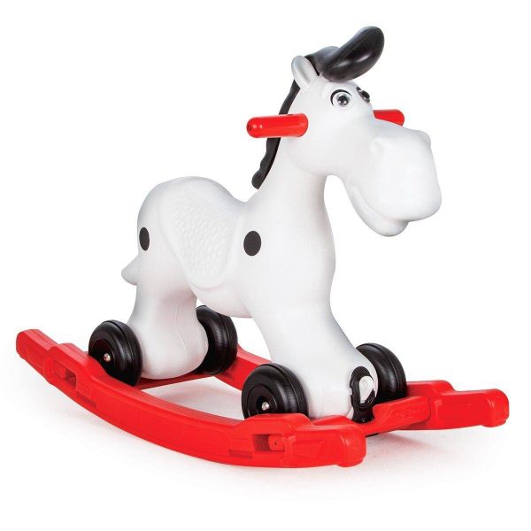 Cheval à bascule Bob Gallop en blanc et rouge – Jouet 2 en 1 pour enfants