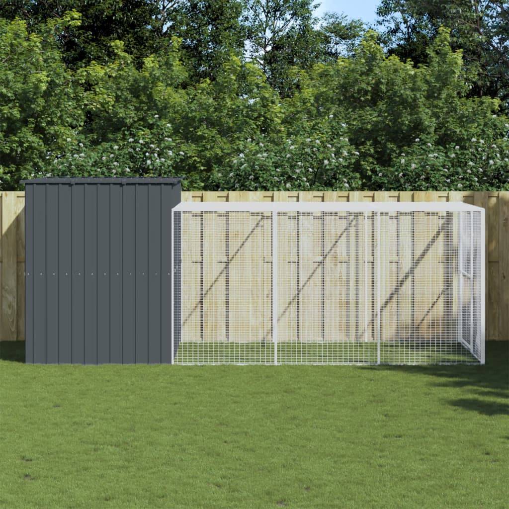 Chenil pour chien en acier galvanisé avec enclos pour jardin anthracite 214x457x181 cm – ComfortXL Pet Living