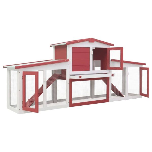Clapier large d’extérieur – Cage d’extérieur Rouge et blanc 204x45x85 cm Bois rj529 Clapier large d’extérieur – Cage d’extérieur Rouge et blanc 204x45x85 cm Bois rj529