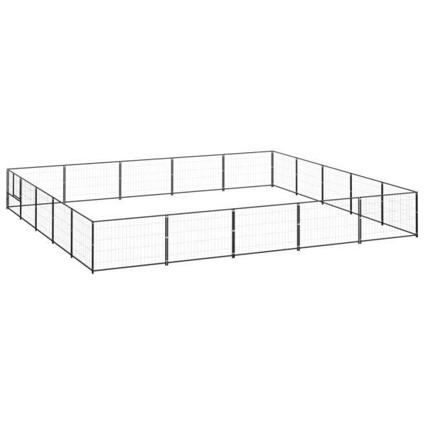 Chenil extérieur cage enclos parc animaux chien noir 25 m² acier