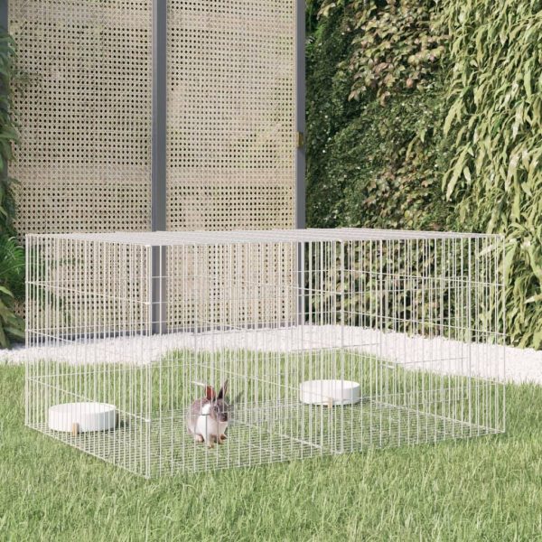Clapier 2 panneaux en fer galvanisé avec séparateurs pour lapins 110 cm – ComfortXL Outdoor Living