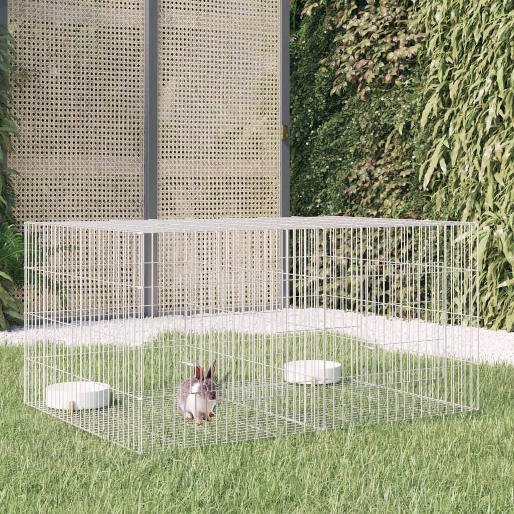 Clapier 2 panneaux en fer galvanisé avec séparateurs pour lapins 110 cm – ComfortXL Outdoor Living