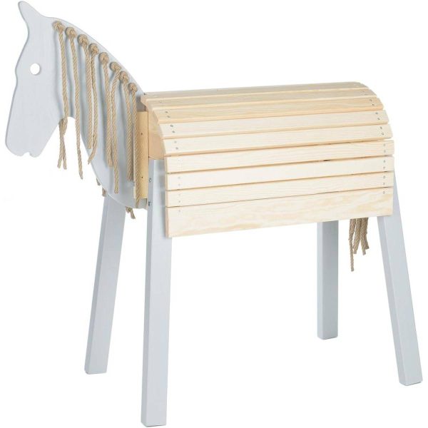Cheval en Bois Naturel – Décoration de Jardin en Gris Élégant Cheval en Bois Naturel – Décoration de Jardin en Gris Élégant