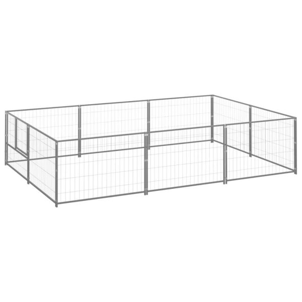 Chenil extérieur cage enclos parc animaux chien argenté 6 m² acier Chenil extérieur cage enclos parc animaux chien argenté 6 m² acier