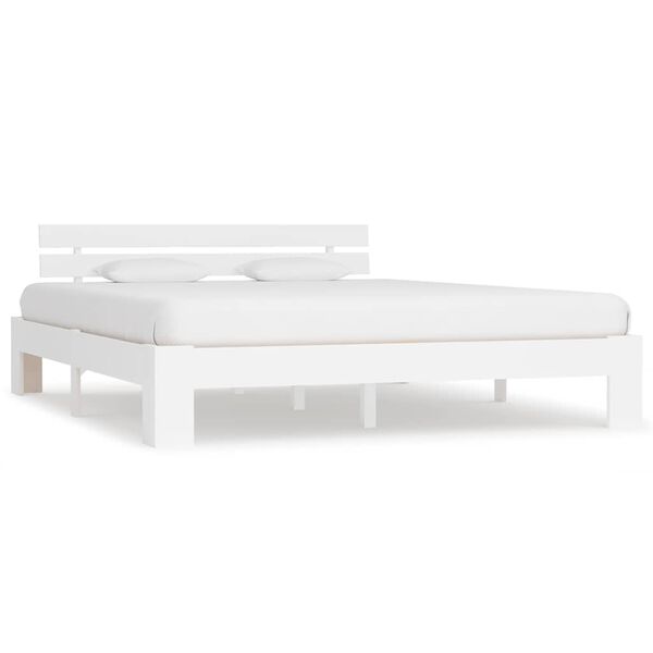Cama sin colchón madera maciza de pino blanca 180×200 cm Blanco  180 x 200 cm