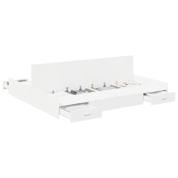 Cama con almacenamiento 180 x 200 cm Madera contrachapada White  180 x 200 cm