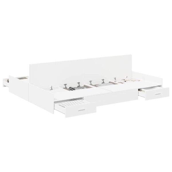 Cama con almacenamiento 140 x 190 cm Madera contrachapada White  140 x 190 cm