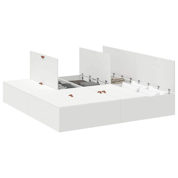 Cama con almacenamiento 200 x 200 cm Madera contrachapada White 200 x 200 cm
