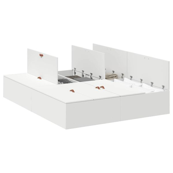 Cama con almacenamiento 140 x 190 cm Madera contrachapada White 140 x 190 cm
