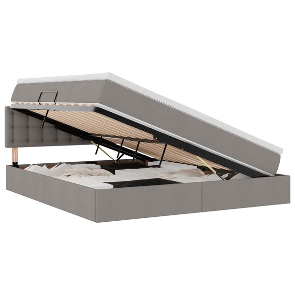 Cama de almacenamiento LED con colchón Topo 180 x 200 cm Tela Topo  180 x 200 cm Botones