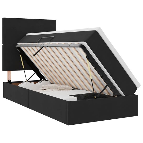 Cama con almacenamiento y colchón Negro 90 x 190 cm Terciopelo Negro  90 x 190 cm Diseño sencillo