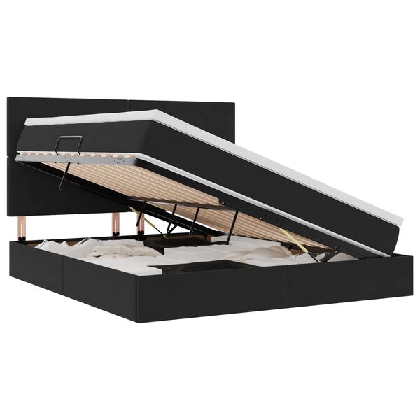 Cama con almacenamiento y colchón Negro 160 x 200 cm Terciopelo Negro  160 x 200 cm Diseño sencillo