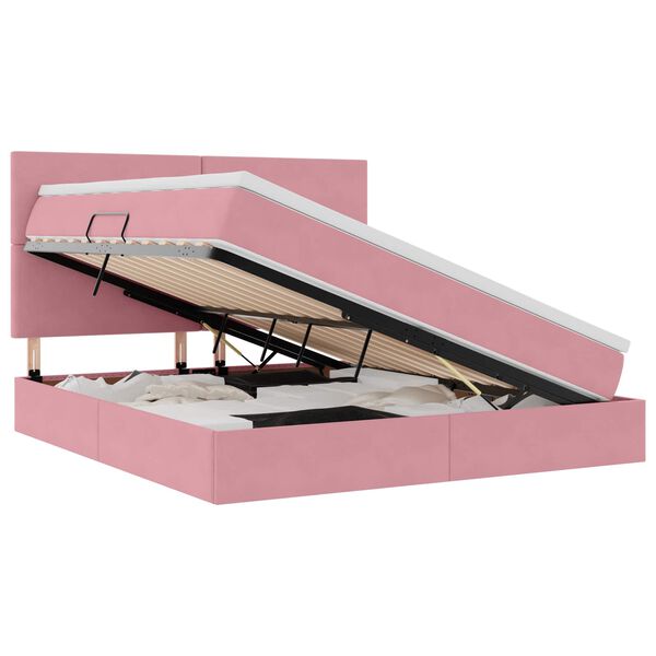 Cama con almacenamiento y colchón Rosa 180 x 200 cm Terciopelo Rosa  180 x 200 cm Diseño sencillo