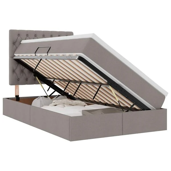 Cama de almacenamiento LED con colchón Topo 120 x 200 cm Tela Topo  120 x 200 cm Diseño acolchado
