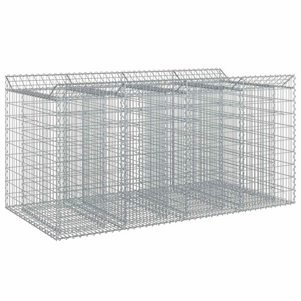 Cama elevada de gavión 2 pcs Plateado 200 x 100 x 100 cm