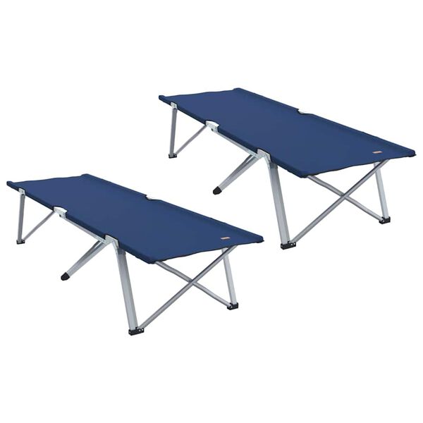 Cama de Camping Plegable Manual 2 pcs Azul 194 x 625 x 425 cm Azul
