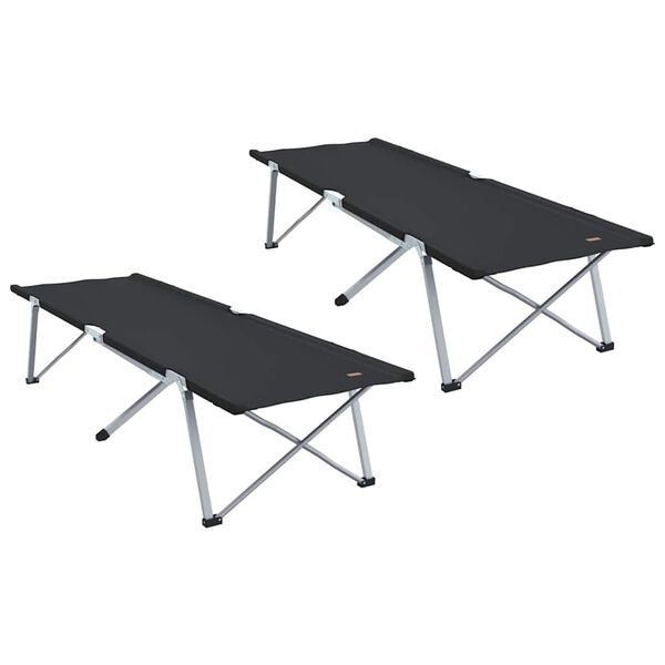 Cama de Camping Plegable 2 pcs Negro 194 x 625 x 425 cm Negro