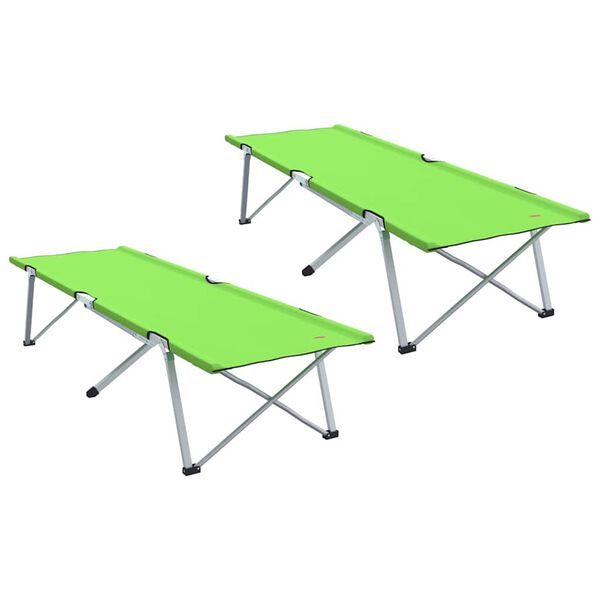 Cama de Camping Plegable 2 pcs Verde 194 x 625 x 425 cm Verde oscuro
