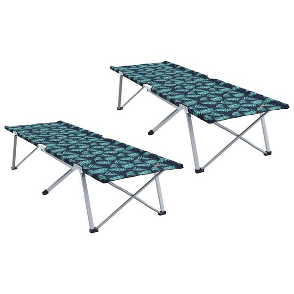 Cama de Camping Plegable 2 pcs Bosque 194 x 625 x 425 cm Estampado de hojas