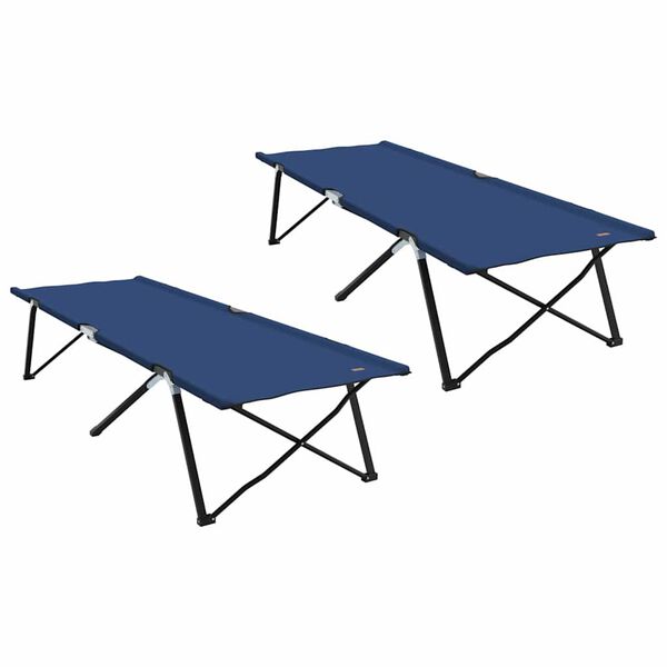 Cama de Camping Plegable Manual 2 pcs Azul 206 x 76 x 74 cm Azul