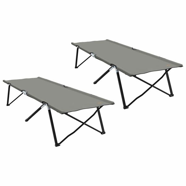 Cama de Camping Plegable Manual 2 pcs Gris 206 x 76 x 74 cm Gris