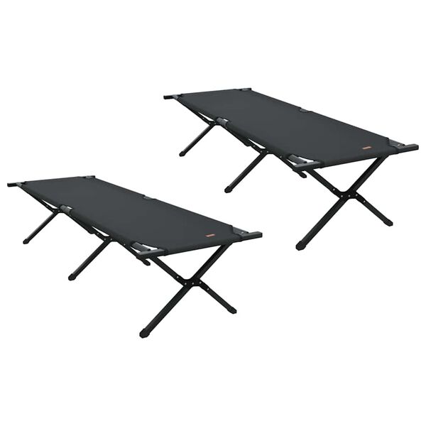 Cama de Camping Plegable Manual 2 pcs Negro 193 x 69 x 45 cm Negro  193 x 69 x 45 cm