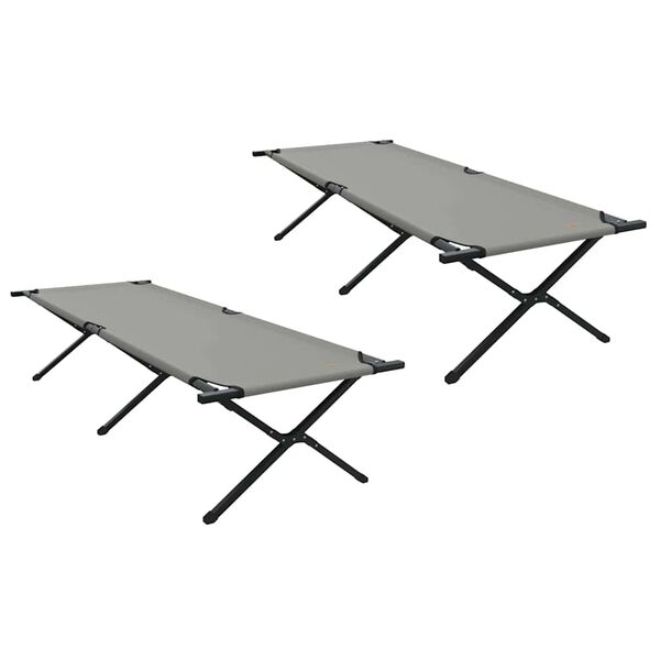 Cama de Camping Plegable Manual 2 pcs Gris 210 x 80 x 46 cm Gris  210 x 80 x 46 cm