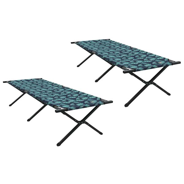 Cama de Camping Plegable Hoja 2 pcs Bosque 210 x 80 x 46 cm Estampado de hojas  210 x 80 x 46 cm