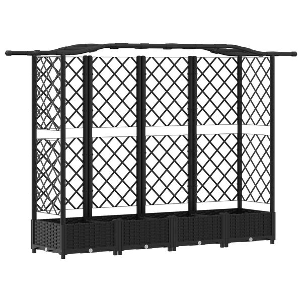 Cama elevada con trellis y techo Negro 2035 x 40 x 125 cm PP Negro