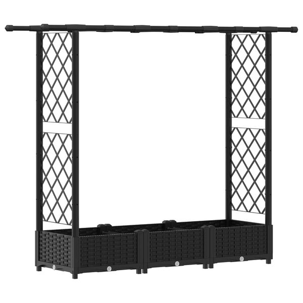Cama elevada con trellis y techo Negro 164 x 40 x 123 cm PP Negro con techo plano (trellis lateral de 2 lados) 164 x 40 x 123 cm