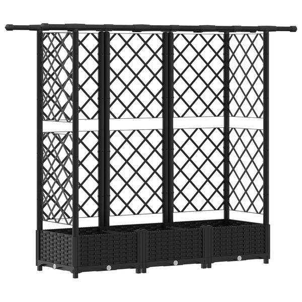 Cama elevada con trellis y techo Negro 164 x 40 x 123 cm PP Negro con techo plano (trellis lateral de 3 lados) 164 x 40 x 123 cm