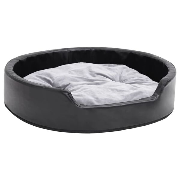 Cama para perros felpa y cuero sintético negro gris 79x70x19 cm Gris  79 x 70 x 19 cm